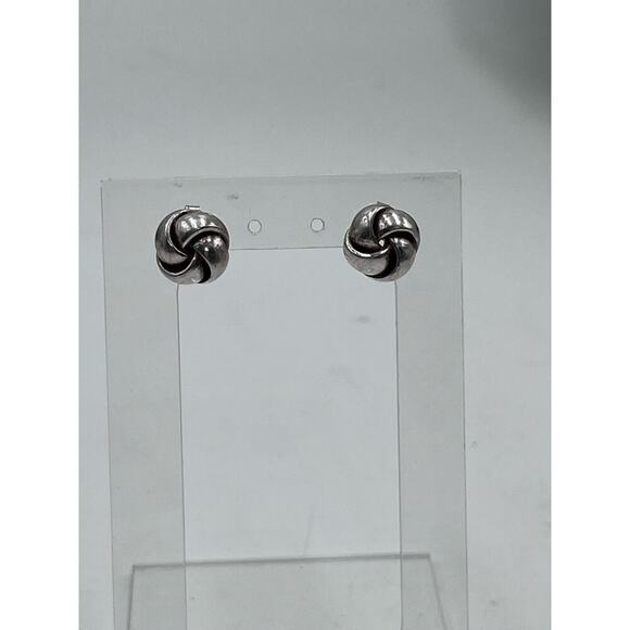 Sterling silver love knot stud‎ earrings - Picture 9 of 16